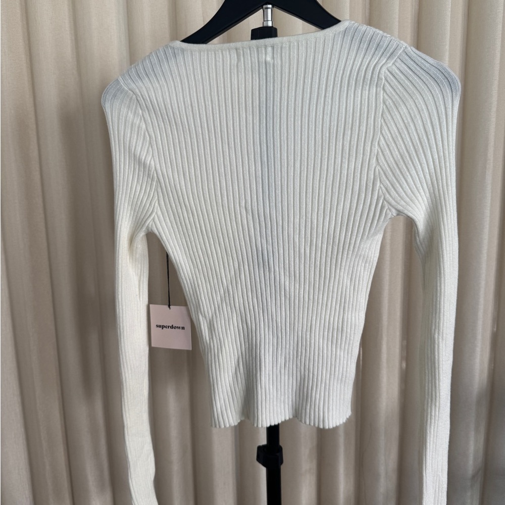 Superdown Sierra White Knit Ribbed Button-Up Top NWT - Picture 9 of 9